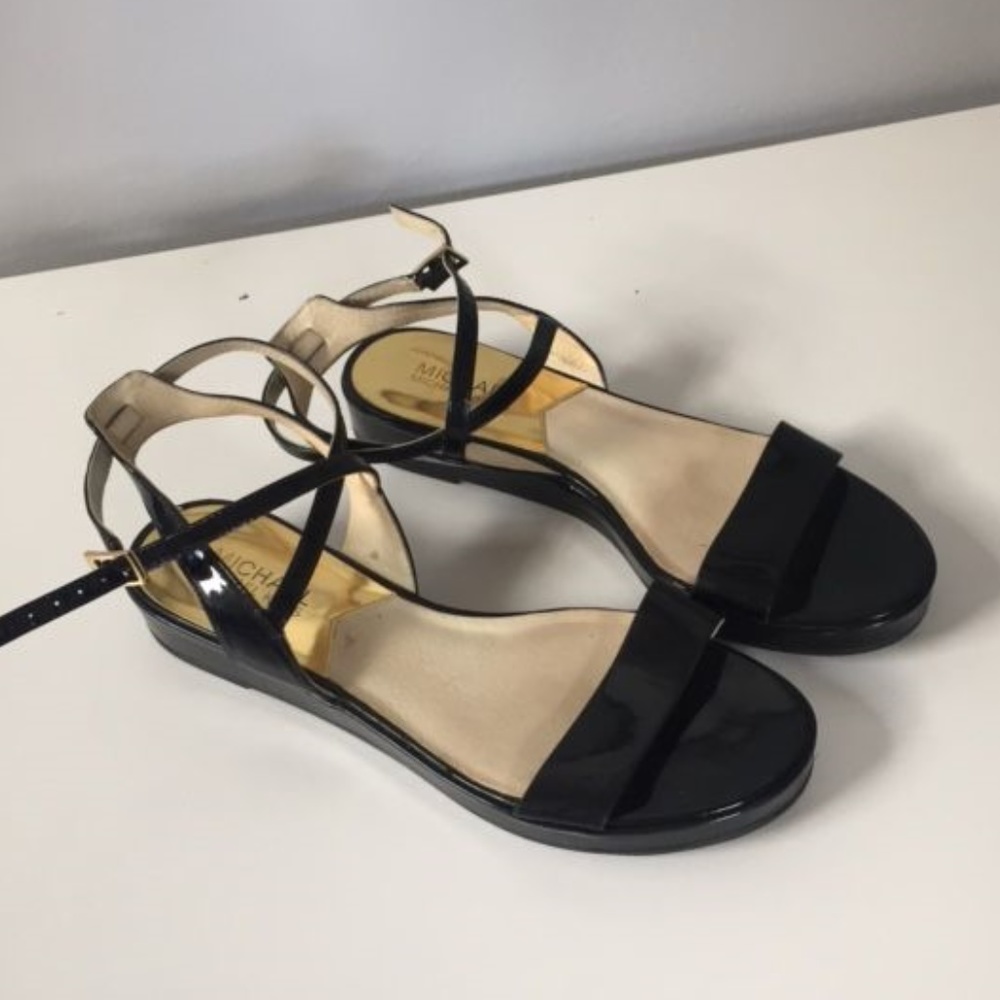 Michael Kors Black Patent Sandals Size 8